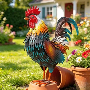 Metal Rooster Garden Statue Chicken Yard Art Outdoor Figurine for Patio, Backyard Decoration (Yellow) Metal Rooster Garden Statue Chicken Yard Art Outdoor Figurine for Patio, Backyard Decoration (Yellow)