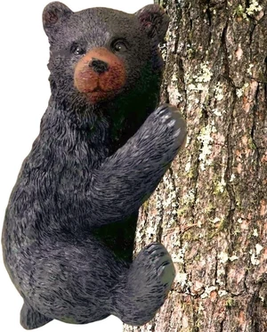 Resin Black Bear Sculpture Tree-Mounted Cub Ornament Resin Black Bear Sculpture Tree-Mounted Cub Ornament