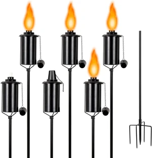 6 Pack 16oz Metal Garden Torches for Outside 61" Citronella Torches with 5-Prong Grounded Stake for Garden, Patio, Pathway (6 Pack Metal Torch Set) 6 Pack 16oz Metal Garden Torches for Outside 61" Citronella Torches with 5-Prong Grounded Stake for Garden, Patio, Pathway (6 Pack Metal Torch Set)