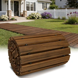 12FT Wooden Garden Pathway Roll Out Decorative Straight Walkway 12FT Wooden Garden Pathway Roll Out Decorative Straight Walkway