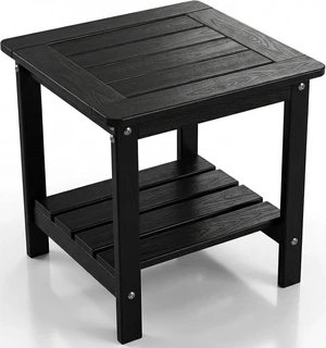 Black 2-Tier HDPE Outdoor Small Patio Side Table Black 2-Tier HDPE Outdoor Small Patio Side Table