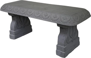Basalt Grey Garden Bench Weatherproof Backless Outdoor Seating, Realistic Stone Look Pedestal Furniture for Front Porch, Patio, Yard Basalt Grey Garden Bench Weatherproof Backless Outdoor Seating, Realistic Stone Look Pedestal Furniture for Front Porch, Patio, Yard