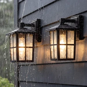 Set of 2 Black Waterproof Modern Outdoor Patio Wall Light Fixtures Set of 2 Black Waterproof Modern Outdoor Patio Wall Light Fixtures