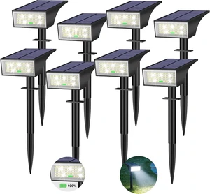 8-Pack White Solar Spot Lights Outdoor with 4LED Battery-Level Indicator 8-Pack White Solar Spot Lights Outdoor with 4LED Battery-Level Indicator