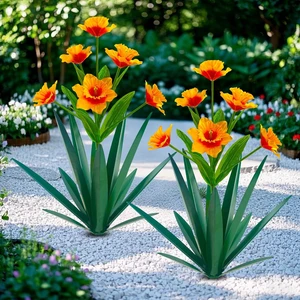 Metal Agave Plant Outdoor Decor Mexican Yard Art Daffodil Flowers, Decorative Garden Gift (2 Big Orange Daffodil) Metal Agave Plant Outdoor Decor Mexican Yard Art Daffodil Flowers, Decorative Garden Gift (2 Big Orange Daffodil)