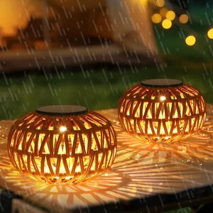 2 Pack Waterproof Rattan Solar Lanterns Outdoor Small Tabletop Lamp Decor, Gift for Mom & Grandma, Garden, Yard, Steps 2 Pack Waterproof Rattan Solar Lanterns Outdoor Small Tabletop Lamp Decor, Gift for Mom & Grandma, Garden, Yard, Steps