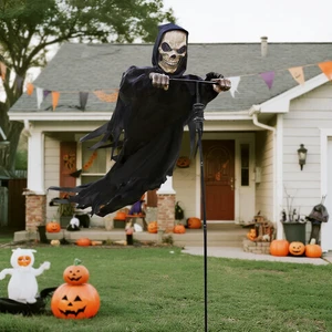 7.8Ft Flying Rotated Skull Reaper Halloween Outdoor Decor Skeleton Ghost Scarecrow for Garden, Porch, Yard 7.8Ft Flying Rotated Skull Reaper Halloween Outdoor Decor Skeleton Ghost Scarecrow for Garden, Porch, Yard