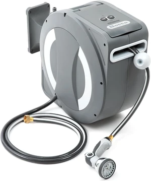EaseReel Battery-Powered Wall-Mounted Retractable Hose Reel Quick-Access Dual Length Control, 8 Spray Patterns, Automatic Roll-Up & Tangle-Free Guide (1/2'', 100FT/30m) EaseReel Battery-Powered Wall-Mounted Retractable Hose Reel Quick-Access Dual Length Control, 8 Spray Patterns, Automatic Roll-Up & Tangle-Free Guide (1/2'', 100FT/30m)