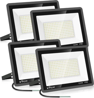 4 Pack 100W LED Flood Lights IP66 Waterproof 12500LM Super Bright Outdoor Security Lights, 5000K Daylight White for Yard, Garden, Playground, Basketball Court, Patio 4 Pack 100W LED Flood Lights IP66 Waterproof 12500LM Super Bright Outdoor Security Lights, 5000K Daylight White for Yard, Garden, Playground, Basketball Court, Patio