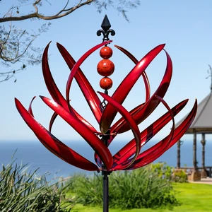 Large Metal Kinetic Wind Spinner for Garden & Yard Outdoor Decor Sculpture (91 Inches, Burgundy Lotus) Large Metal Kinetic Wind Spinner for Garden & Yard Outdoor Decor Sculpture (91 Inches, Burgundy Lotus)