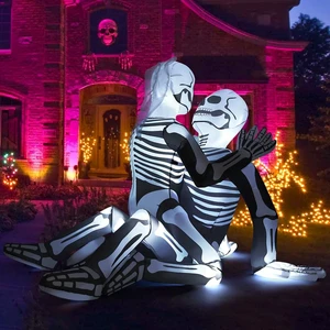 6.5 FT Halloween Inflatable Skeleton Couple Blow-Up Yard Decoration with Built-in LEDs for Garden, Lawn & Indoor Party Decor 6.5 FT Halloween Inflatable Skeleton Couple Blow-Up Yard Decoration with Built-in LEDs for Garden, Lawn & Indoor Party Decor