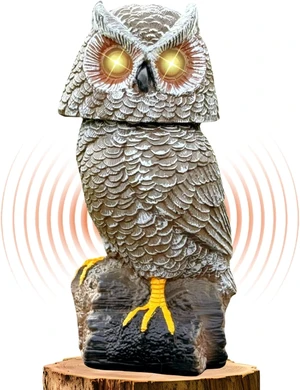 Solar Powered Garden Owl Statue with Motion Detection, Rotating Head, Realistic Hoots & Silent Mode Outdoor Owl Decoration for Home, Garden, Patio & Lawn Solar Powered Garden Owl Statue with Motion Detection, Rotating Head, Realistic Hoots & Silent Mode Outdoor Owl Decoration for Home, Garden, Patio & Lawn