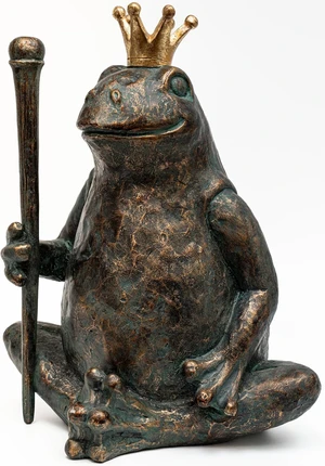 Seated Prince Frog Garden Statue with Scepter Weather-Resistant Outdoor Animal Figurine for Patio & Lawn, 11.5" H×9.8" L Seated Prince Frog Garden Statue with Scepter Weather-Resistant Outdoor Animal Figurine for Patio & Lawn, 11.5" H×9.8" L
