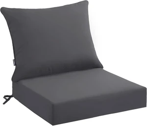 24 x 24 x 4 Inch Outdoor Seat Cushion Set Waterproof & Fade Resistant Patio Cushions with Removable Cover & Ties for Chairs, Sofas & Couches, Grey 24 x 24 x 4 Inch Outdoor Seat Cushion Set Waterproof & Fade Resistant Patio Cushions with Removable Cover & Ties for Chairs, Sofas & Couches, Grey