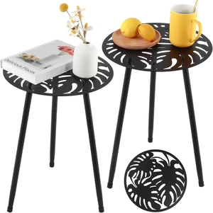 2 Pack Small Round Metal Side Tables Outdoor/Indoor Accent End Table for Patio, Balcony, Garden, Living Room & Bedroom, Black 2 Pack Small Round Metal Side Tables Outdoor/Indoor Accent End Table for Patio, Balcony, Garden, Living Room & Bedroom, Black