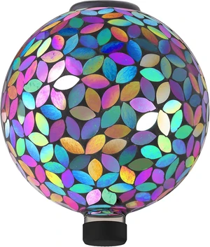 10" Purple Solar Powered Mosaic Glass Gazing Globe Indoor/Outdoor Yard Decoration, GRS122A-SLR 10" Purple Solar Powered Mosaic Glass Gazing Globe Indoor/Outdoor Yard Decoration, GRS122A-SLR