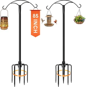 2 Pack 85 Inch Heavy Duty Shepherds Hooks with 5 Prong Base Adjustable Outdoor Hanger for Plants, Feeders, Lanterns & Wedding Decor 2 Pack 85 Inch Heavy Duty Shepherds Hooks with 5 Prong Base Adjustable Outdoor Hanger for Plants, Feeders, Lanterns & Wedding Decor