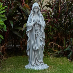 31.49 Inch Virgin Mary Praying Statue Magnesium Oxide Stone Outdoor Religious Garden Sculpture for Yard, Patio, Deck, Entryway & Hallway Grey Virgin 31.49 Inch Virgin Mary Praying Statue Magnesium Oxide Stone Outdoor Religious Garden Sculpture for Yard, Patio, Deck, Entryway & Hallway Grey Virgin