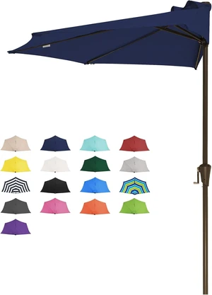9 Ft Navy Half Outdoor Patio Umbrella w/Crank 9 Ft Navy Half Outdoor Patio Umbrella w/Crank