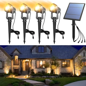 4-in-1 Dusk to Dawn Solar Spot Lights IP65 Waterproof Landscape Uplights with 9.8 Ft Cable for Yard, Pathway, Garden & Tree (Warm White) 4-in-1 Dusk to Dawn Solar Spot Lights IP65 Waterproof Landscape Uplights with 9.8 Ft Cable for Yard, Pathway, Garden & Tree (Warm White)