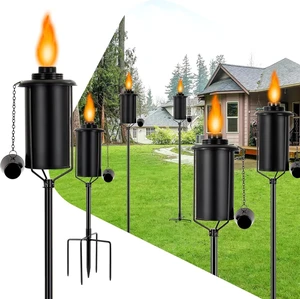 6 Pack 62 Inch Metal Citronella Garden Torches with 4-Prong Grounded Stake 16 Oz Outdoor Torches for Yard, Party, Patio & Pathway 6 Pack 62 Inch Metal Citronella Garden Torches with 4-Prong Grounded Stake 16 Oz Outdoor Torches for Yard, Party, Patio & Pathway