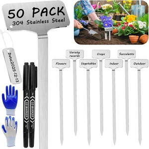 50 Pcs 12.75" Stainless Steel Plant Markers with 50 Tag Buckles & 2 Marker Pens Waterproof Garden Labels for Indoor & Outdoor Plants 50 Pcs 12.75" Stainless Steel Plant Markers with 50 Tag Buckles & 2 Marker Pens Waterproof Garden Labels for Indoor & Outdoor Plants