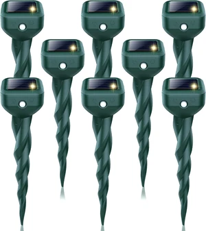 8 Pack Solar Powered Mole Repellent IP65 Waterproof Ultrasonic Deterrent Stakes for Yard & Lawn, Repels Snakes, Skunks, Rabbits, Gophers, Voles, Chipmunks, Deer & Groundhogs 8 Pack Solar Powered Mole Repellent IP65 Waterproof Ultrasonic Deterrent Stakes for Yard & Lawn, Repels Snakes, Skunks, Rabbits, Gophers, Voles, Chipmunks, Deer & Groundhogs