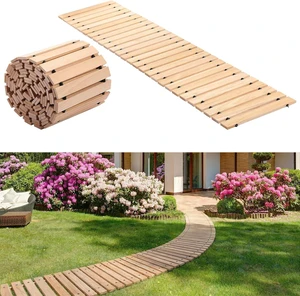 24 Ft Roll-Out Wooden Garden Pathway Natural Outdoor Walkway 24 Ft Roll-Out Wooden Garden Pathway Natural Outdoor Walkway
