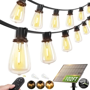 102 Ft Waterproof Solar String Lights Dimmable Outdoor, Lasts 20+ Hrs 102 Ft Waterproof Solar String Lights Dimmable Outdoor, Lasts 20+ Hrs