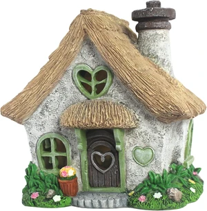 7.56" High Green Solar Fairy House for Outdoors 7.56" High Green Solar Fairy House for Outdoors