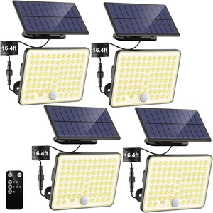 3 Modes Solar Flood Lights with Remote Control IP65 Waterproof Motion Security Lights, 16 Ft Cable, Dusk to Dawn for Yard, Garage & Garden 3 Modes Solar Flood Lights with Remote Control IP65 Waterproof Motion Security Lights, 16 Ft Cable, Dusk to Dawn for Yard, Garage & Garden