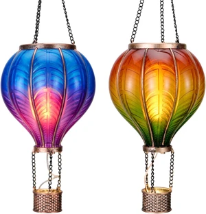 2 Pack 17.7 Inch Hot Air Balloon Solar Lanterns 2 Pack 17.7 Inch Hot Air Balloon Solar Lanterns
