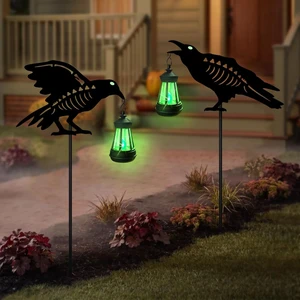 2 Pack Metal Crow Solar Garden Stakes Halloween Outdoor Decorations 2 Pack Metal Crow Solar Garden Stakes Halloween Outdoor Decorations