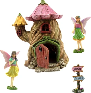 7 Inch Fairy Garden House Kit with Fairies for Outdoors 7 Inch Fairy Garden House Kit with Fairies for Outdoors