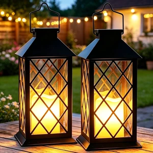 2 Pack 14" Large Tempered Glass Waterproof Solar Lanterns Outdoor 2 Pack 14" Large Tempered Glass Waterproof Solar Lanterns Outdoor