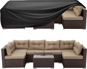 Heavy Duty Waterproof Patio Furniture Cover Rectangle Outdoor Table & Sectional Set Cover, 128"L x 84"W x 28"H, Black Heavy Duty Waterproof Patio Furniture Cover Rectangle Outdoor Table & Sectional Set Cover, 128"L x 84"W x 28"H, Black