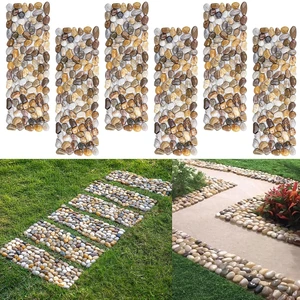 6 Pcs Natural River Rock Stepping Stones, 16" L x 5.5" W Polished Outdoor Pavers & Gravel for Garden Walkway & Pathway 6 Pcs Natural River Rock Stepping Stones, 16" L x 5.5" W Polished Outdoor Pavers & Gravel for Garden Walkway & Pathway