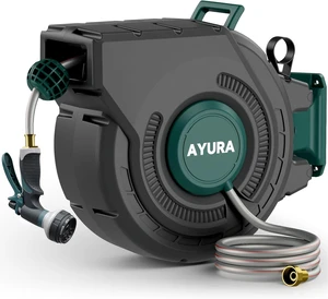 1/2 Inch x 100 Ft Retractable Garden Hose Reel with Automatic Slow Rewind 1/2 Inch x 100 Ft Retractable Garden Hose Reel with Automatic Slow Rewind