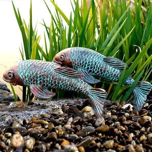 Set of 2 Antique Koi Fish Statues Outdoor Garden Sculpture for Patio, Backyard, Pond & Home Decor Set of 2 Antique Koi Fish Statues Outdoor Garden Sculpture for Patio, Backyard, Pond & Home Decor