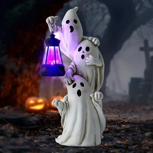 Triple Ghost Halloween Decorations with Solar Lantern Cute Spooky Outdoor Ghost Figurines for Yards, Porches, Gardens, Lawn & Party Triple Ghost Halloween Decorations with Solar Lantern Cute Spooky Outdoor Ghost Figurines for Yards, Porches, Gardens, Lawn & Party