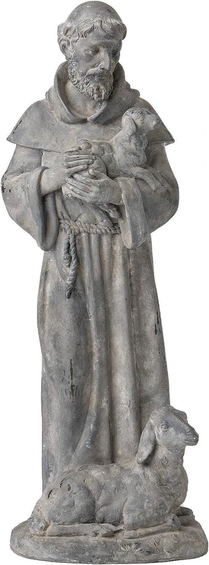 15.2 Inch Vintage St Francis Garden Statue Resin Patron of Animals Figurine with Sheep for Garden Decor 15.2 Inch Vintage St Francis Garden Statue Resin Patron of Animals Figurine with Sheep for Garden Decor