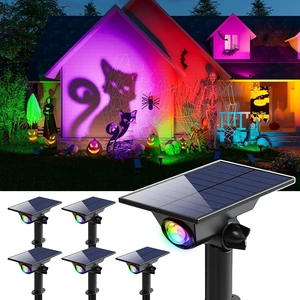 6 Pack Color Changing Solar Powered LED Spot Lights Halloween Decorations 6 Pack Color Changing Solar Powered LED Spot Lights Halloween Decorations