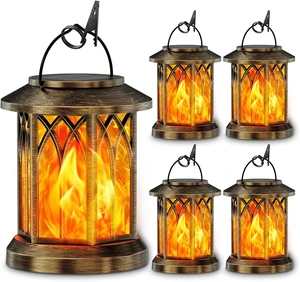 2 Pack Upgraded Waterproof Solar Lanterns Flickering Flame, Auto On/Off Hanging Outdoor Lights for Yard, Garden & Table Decor (Bronze ) 2 Pack Upgraded Waterproof Solar Lanterns Flickering Flame, Auto On/Off Hanging Outdoor Lights for Yard, Garden & Table Decor (Bronze )