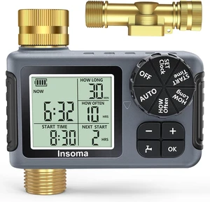 Programmable Garden Water Timer with 100% Metal Pipe Sprinkler Controller for Faucet with Auto/Manual/Rain Delay Modes, for Lawn, Yard & Outdoor Plants Programmable Garden Water Timer with 100% Metal Pipe Sprinkler Controller for Faucet with Auto/Manual/Rain Delay Modes, for Lawn, Yard & Outdoor Plants