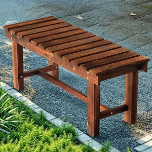 35.5" Brown Weatherproof 2-Person Wood Backless Garden Bench 35.5" Brown Weatherproof 2-Person Wood Backless Garden Bench