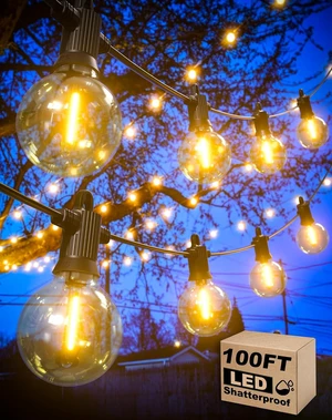 100 Ft G40 LED String Lights IP65 Waterproof Outdoor Patio Lights 100 Ft G40 LED String Lights IP65 Waterproof Outdoor Patio Lights