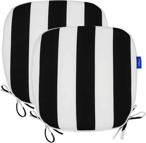 Set of 2, 17"x16" Outdoor Chair Cushions with Ties Water Resistant All Weather U-Shape Seat Pads for Patio & Indoor Furniture (Black Stripe) Set of 2, 17"x16" Outdoor Chair Cushions with Ties Water Resistant All Weather U-Shape Seat Pads for Patio & Indoor Furniture (Black Stripe)