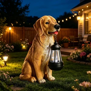 Solar Golden Retriever Dog Statue Garden Decor with Solar Lights Solar Golden Retriever Dog Statue Garden Decor with Solar Lights