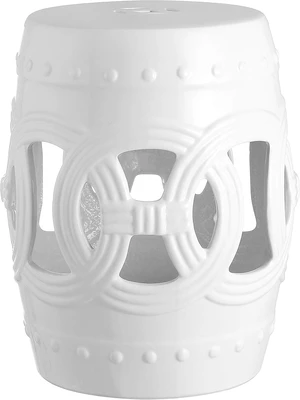 16" White Lucky Coins Ceramic Garden Stool Side Table 16" White Lucky Coins Ceramic Garden Stool Side Table