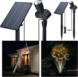 2 Pack Adjustable Solar Spot Lights Beam Focus Uplights with Separate Panel, Warm White & Daylight Selectable for House Exterior, Flag & Trees 2 Pack Adjustable Solar Spot Lights Beam Focus Uplights with Separate Panel, Warm White & Daylight Selectable for House Exterior, Flag & Trees
